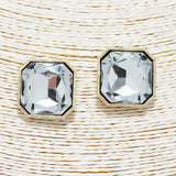 87802, BIG SQUARE SHAPE RHINESTONE POST EARRING