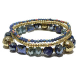 87846, MIXED MULTI LAYERED BEAD STRETCH BRACELET