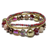 87846, MIXED MULTI LAYERED BEAD STRETCH BRACELET