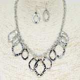 87859, GEOMETRIC MULTI CHARM METAL NECKLACE