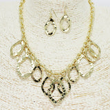 87859, GEOMETRIC MULTI CHARM METAL NECKLACE