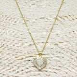 87872, HEART BAGUETTE PAVE STONE PENDANT NECKLACE