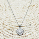 87872, HEART BAGUETTE PAVE STONE PENDANT NECKLACE