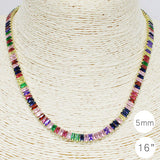 87876, BAGUETTE CUBIC ZIRCONIA STAINLESS STEEL NECKLACE