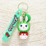 87892, WATERMELON BUNNY CARTOON SILICONE KEYCHAIN
