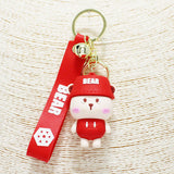 87892, TEDDY BEAR CARTOON SILICONE KEYCHAIN