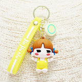 87892, GIRL CARTOON KINDERGARTEN SILICONE KEYCHAIN