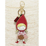 87894, A LITTLE MATCH GIRL CARTOON FAUX LEATHER KEYCHAIN