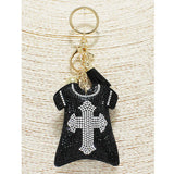 87894, CROSS PRINT CRYSTAL EMBELLISHED T-SHIRT KEYCHAIN
