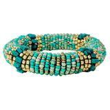87900, SEED BEAD WITH SEMI PRECIOUS STONE STRETCH BRACELET
