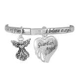 87904, "GUARDIAN ANGEL" HEART CHARM STRETCH BRACELET