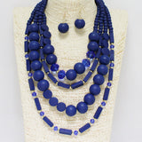 87983, WOOD BEADED MULTI LAYERED NECKLACE