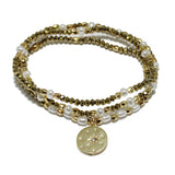 87992, STARDUST CHARM MULTI LAYERED BEAD STRETCH BRACELET
