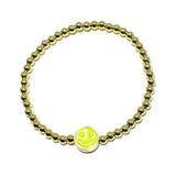 87998, EPOXY SMILE HAPPY FACE STAINLESS STEEL BEAD STRETCH BRACELET