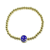 87998, EPOXY SMILE HAPPY FACE STAINLESS STEEL BEAD STRETCH BRACELET