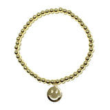 87999, SMILE HAPPY FACE CHARM STAINLESS STEEL BEAD STRETCH BRACELET