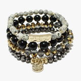 88015, MULTI LAYERED BEAD STRETCH BRACELET