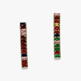 88044, BAGUETTE CUBIC ZIRCONIA STAINLESS STEEL DROP EARRING