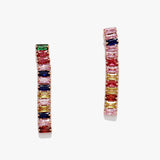 88044, BAGUETTE CUBIC ZIRCONIA STAINLESS STEEL DROP EARRING