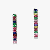 88044, BAGUETTE CUBIC ZIRCONIA STAINLESS STEEL DROP EARRING