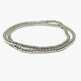 88047, 3MM STAINLESS STEEL BALL BEAD STRETCH BRACELET SET