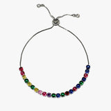 88049, CUBIC ZIRCONIA STAINLESS STEEL ADJUSTABLE BRACELET