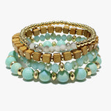 88054, MULTI LAYERED WOOD & BEAD STRETCH BRACELET