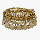 88054, MULTI LAYERED WOOD & BEAD STRETCH BRACELET