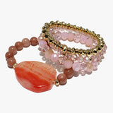 88055, SEMI PRECIOUS STONE MULTI LAYERED BEAD STRETCH BRACELET