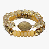 88056, SEMI PRECIOUS STONE MULTI LAYERED BEAD STRETCH BRACELET