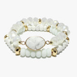 88056, SEMI PRECIOUS STONE MULTI LAYERED BEAD STRETCH BRACELET