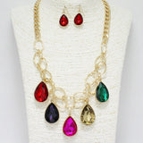 88074, TEARDROP ACCENT WITH CHAIN NECKLACE
