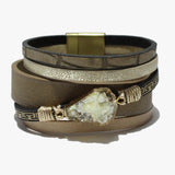 88100, DRUZY ACCENT FAUX LEATHER MAGNETIC CLOSURE BRACELET