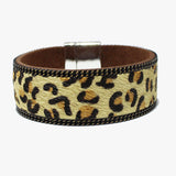 88102, LEOPARD PRINT FAUX LEATHER MAGNETIC CLOSURE BRACELET