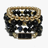 88113, SEMI PRECIOUS STONE MULTI LAYERED BEAD STRETCH BRACELET