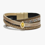 88234, MARQUISE RHINESTONE ACCENT FAUX LEATHER MAGNETIC CLOSE BRACELET
