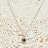 88254, DESIGNER INSPIRED ROUND CUBIC ZIRCONIA STAINLESS STEEL PENDANT NECKLACE