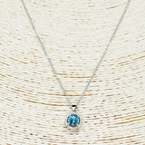 88254, DESIGNER INSPIRED ROUND CUBIC ZIRCONIA STAINLESS STEEL PENDANT NECKLACE