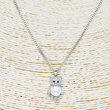 88267, PAVE TEDDY BEAR STAINLESS STEEL PENDANT NECKLACE