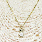 88267, PAVE TEDDY BEAR STAINLESS STEEL PENDANT NECKLACE