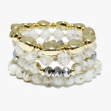 88286, ROUND NUGGET WITH MULTI LAYERED BEAD STRETCH BRACELET