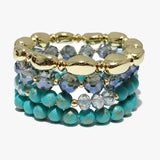 88286, ROUND NUGGET WITH MULTI LAYERED BEAD STRETCH BRACELET