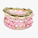 88286, ROUND NUGGET WITH MULTI LAYERED BEAD STRETCH BRACELET