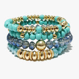88288, MULTI LAYERED WOOD BEAD STRETCH BRACELET
