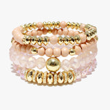88288, MULTI LAYERED WOOD BEAD STRETCH BRACELET