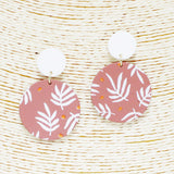 88351, ROUND ABSTRACT LEAF RUBBER COATED EARRING
