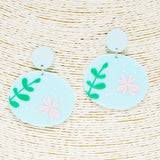 88352, FLOWER PRINT ROUND ACRYLIC EARRING
