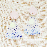 88372, WAVE PRINT TRIANGLE RUBBER COATED EARRING