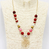 88384, TREE OF LIFE CHARM MIXED BEAD NECKLACE
