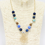 88384, TREE OF LIFE CHARM MIXED BEAD NECKLACE